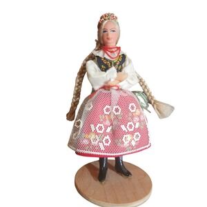 Vintage Polish Folk Doll Krakonianka Krakow Handmade Regional Doll decor
